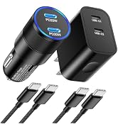 Car Charger for iPhone 15, 40W Dual USB C Fast Car Charger Cigarette Lighter +2 Pack 6FT USB C to...
