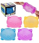 4 Pack Gummy Kitty & Sugar Ball Designs, Anxiety Relief & Focus Toy, Maltose Filled Squeeze Cat T...