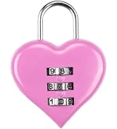 Pink Combination Lock, Heart Shape 3 Digital Password Padlock, Mini Outdoor Combo Gate Lock for S...