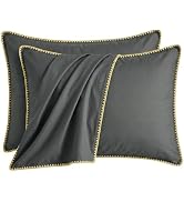 Q&J Fabric Co. 2 Pack Scalloped Edge Lace King Pillow Cases Luxury 400 TC 100% Washed Cotton Hand...