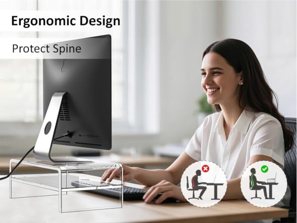 Egchi Clear Acrylic Monitor Stand Riser 2 Tier