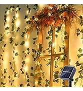 Brizled Solar Vine String Lights, 33ft 100 LED Solar String Lights, 8 Modes Artificial Ivy Leaf P...