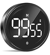 LIORQUE Digital Kitchen Timer, Magnetic Countdown Countup Timer with Large LED Display, 2 Brightn...