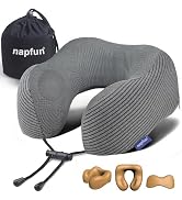 napfun Neck Pillow for Travel, Memory Foam Airplane Pillow, Dark Gray | 360° Neck Support, Upgrad...