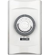 24-Hour in-Wall Mechanical Light Timer Switch,15-Amp Programmable,30 Minute Intervals,Neutral Wir...