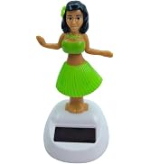 Green Solar Powered Dancing Hula Girl Dashboard Decorations Swinging Bobbleheads Toy Collection F...