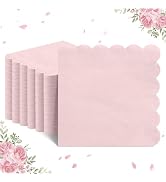 NatNarr 120 Pcs Cocktail Napkins Pink Scalloped Party Napkins Light Pink Cute Dessert Beverage Na...