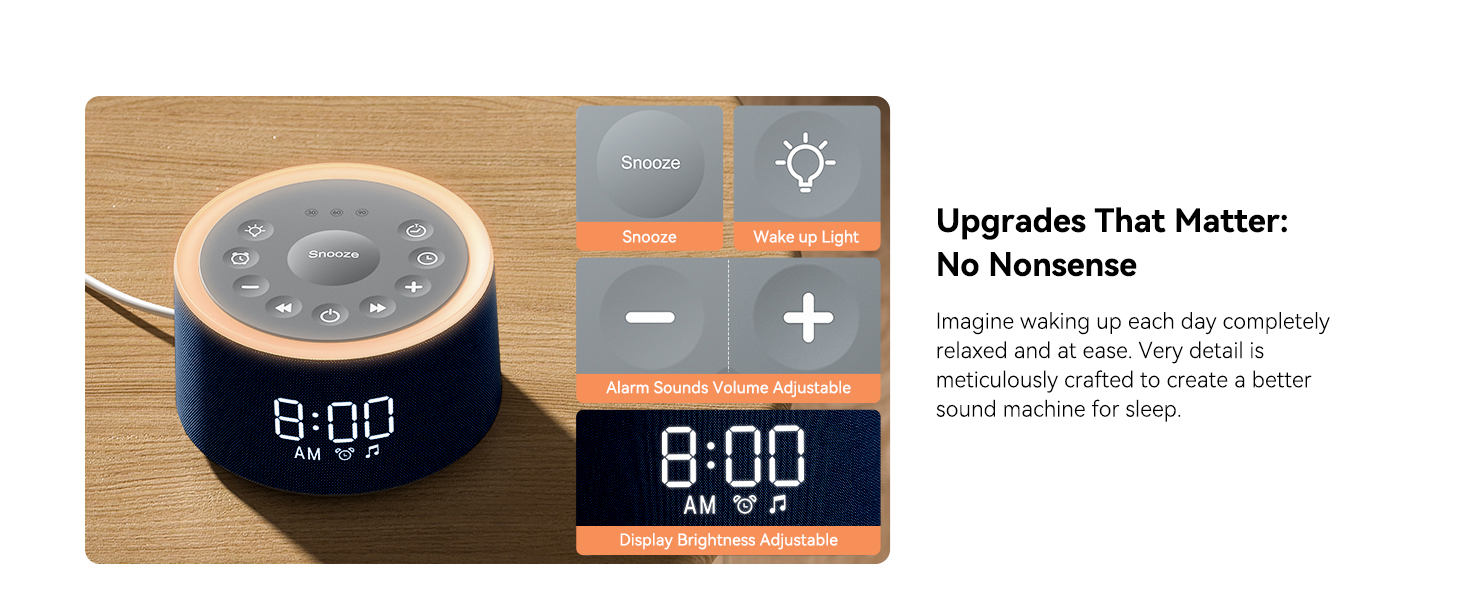 White Noise Alarm Clock for Bedrooms