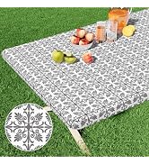 misaya Rectangle Vinyl Table Cloth, Elastic Fitted Flannel Backed Tablecloth, 100% Waterproof Pla...