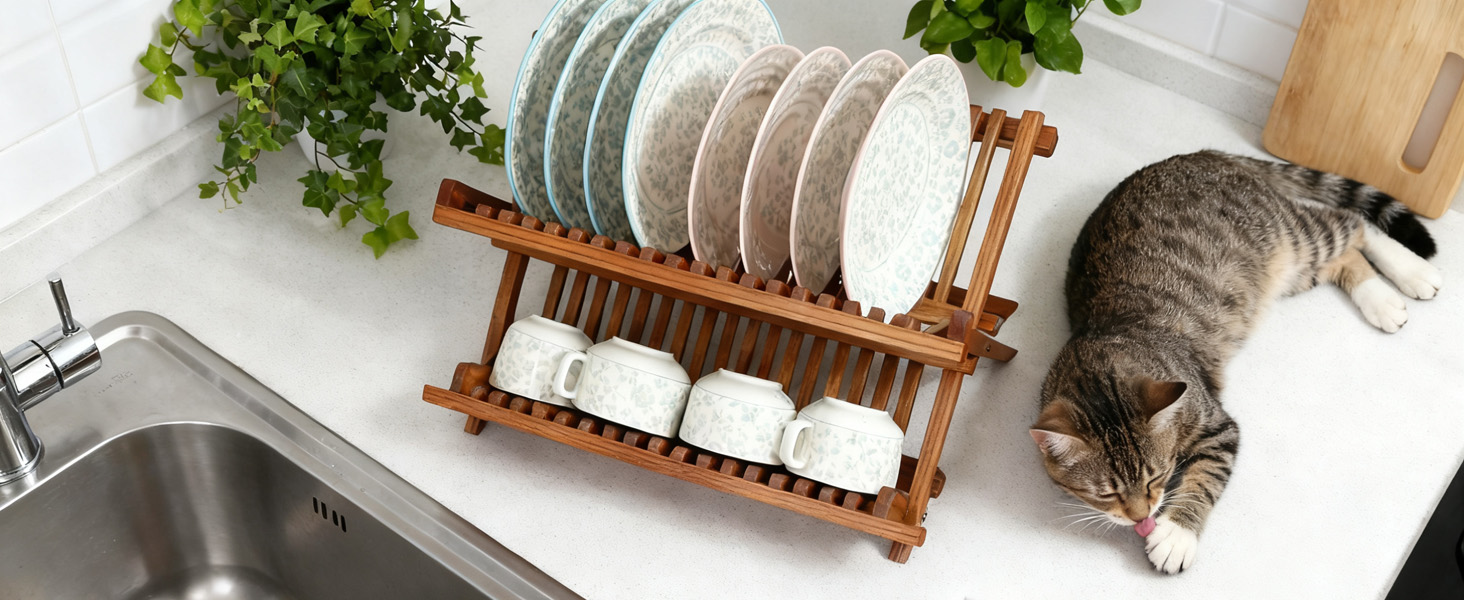 teak dish drying rack