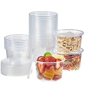 FULING [50 Set - 16 oz. Plastic Deli Disposable Food Storage Containers With Airtight Lids …