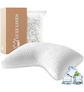 Luxe Linen Side Sleeper Pillows for Adults, Adjustable Shredded Memory Foam Bed Pillows for Neck ...