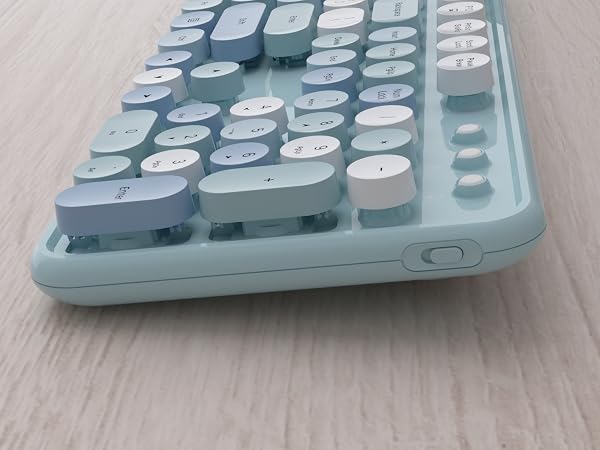 blue colorful wireless keyboard and mouse