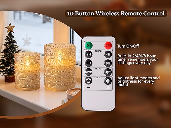 Battery Operated LED Flickering Flameless Candles with Remote and Timer
