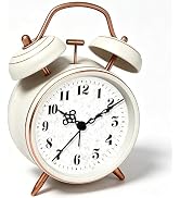 Noubnea Vintage Metal Alarm Clock for Heavy Sleepers Adults, 4.5" Battery Operated Alarm Clock wi...
