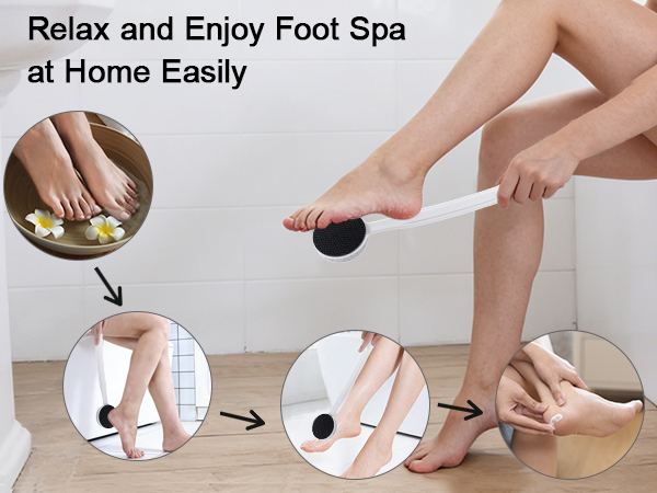 Nano Glass and Pumice Stone for Feet Callus Remover Long Handle 13.7"
