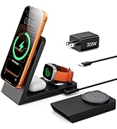 Eddibox 15W Travel Charging Station 3 in 1 for MagSafe, Fast Magnetic Wireless Charger Stand for ...