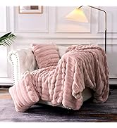 NEXHOME PRO Faux Fur Throw Blanket+2 Pillow Covers Set, Luxury Soft Rabbit Warm Fuzzy Cozy Fluffy...