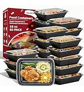 Voatree 60 Pack 38 oz Meal Prep Containers Reusable, Plastic Food Storage Container with Lids,Lea...