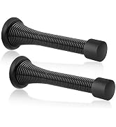KOVOSCH 2 Pack Spring Door Stopper Black- 3-1/4" Flexible Spring Door Stops with Black Rubber Bum...