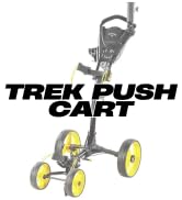 Callaway Trek Golf Push Cart 4-Wheel Compact Push Cart For Golf Clubs, Black/Yellow