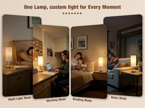Touch Bedside Table Lamp with Memory
