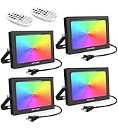 MEIKEE 35W RGBW Flood Lights, 3500LM Outdoor Color Changing LED Floodlights, Timing Memory Functi...