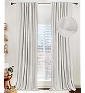 100% Blackout Shield Linen Blackout Curtains for Bedroom 84 Inches Long,Back Tab/Rod Pocket Livin...