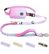 COSOWO Hands Free Dual Handle Retractable Bungee Leash with Reflective Trim, Adjustable Waist Bel...