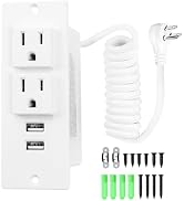 in-Drawer Outlet Kit: Organize Your Space with Two AC 15Amp Outlets & USB Ports for Bathroom, Bed...
