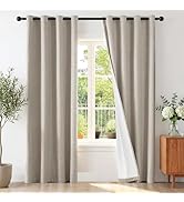 ChrisDowa Linen Blackout Curtains 84 Inch Length 2 Panels 100% Blackout Curtains Thermal Insulate...
