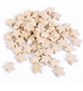 100 Pcs Star Shape Natural Wood Beads Unfinished Wooden Loose Spacer Beads with Hole for Craft Je...