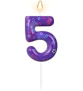 AKURIEEY Kpop Birthday Candle Purple Star Note Numbers 5 Candle Cake Topper | K-pop birthday deco...