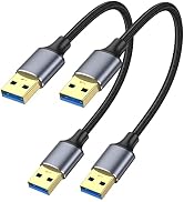 ApoJodly USB 3.0 Cable 1FT 2-Pack, Short USB A Male to Male Cord Double Sided Cable Compatible wi...