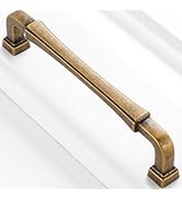BEROSSA 10 Pack 5 Inch Antique Brass Cabinet Pulls Vintage Brass Cabinet Handles Brass Drawer Pul...