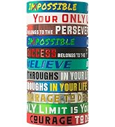 QEERBSIN 12 Pack Motivational Wristbands for Men, Women & Teens, Inspirational Silicone Bracelets...