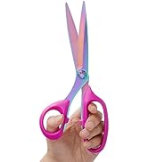 Left Handed Sewing Scissors for Fabric Cutting, Professional Sharp Heavy Duty Titanium Coating Fo...