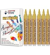 Yellow Acrylic Paint Marker Pens - 2-3mm Medium Tip, 6 Pack Permanent Yellow Water Based Paint Pe...