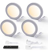 V4light Smart Puck Lights 4 Pack, Plug-in Under Cabinet Lighting for Kitchen, Closet & Shelf, App...