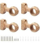 Antrader Wood Curtain Rod Holders,Curtain Rod Brackets for 1-1/2"(35mm) Pole, Wood Color,4Pcs