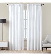 NICETOWN Pure White Non-See-Through Privacy Sheer Curtains 52 x 96 Inches Long, Rod Pocket Light ...