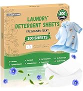 HOMERHYME Laundry Detergent Sheets - Fresh Linen Scent, 200 Loads (100 Sheets), Plastic Free Laun...