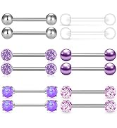 QWALIT Tongue Rings Nipple Rings 14G Nipplerings Straight Barbell Surgical Steel Nipple Piercing ...