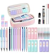 Nicpro 38PCS Aesthetic School Supplies, 12 Cute Mechanical Pencils 0.5 & 0.7 & 0.9 & 2.0 mm with ...