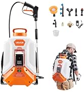 VEVOR Battery Powered Backpack Sprayer, Electric Back Pack Sprayer 4 Gallon, 2 Wands & 8 Nozzles,...