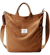 KALIDI Corduroy Tote Bag, Large Messenger Bag Shoulder Hobo Anti Splash Crossbody Zipper Bag Casu...