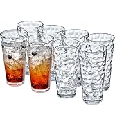 Amazing Abby - Iceberg - 24-Ounce Plastic Tumblers (Set of 8), Plastic Drinking Glasses, All-Clea...