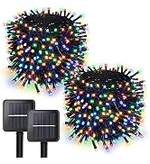 woohaha 2 Pack Solar Christmas Lights 39ft 100 LED 8 Modes Solar String Lights Waterproof Solar F...
