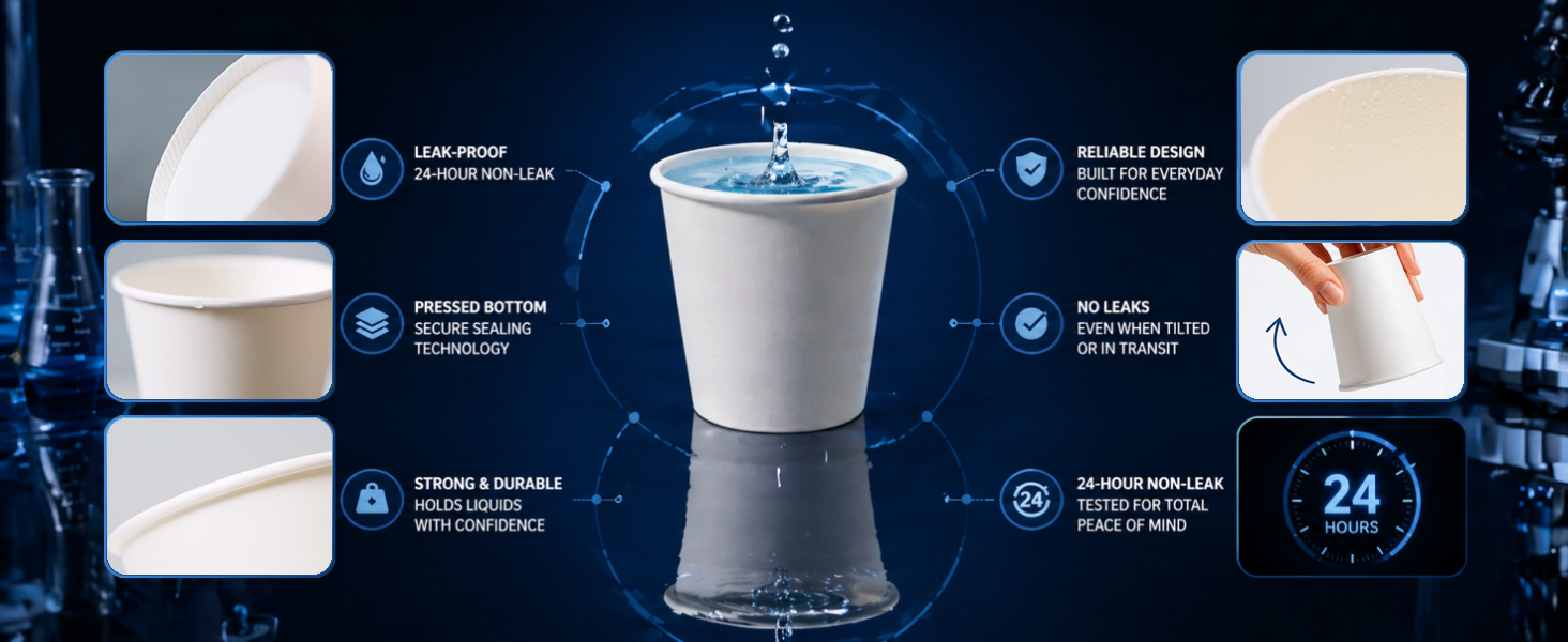 3 oz Disposable Paper Cups, Bathroom Mouthwash Cups, Leak-Free Food Safe Small Mini Cups