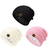 Century Star 3 Pack Baby Winter Hat Satin Lined Baby Beanie for Boys Girls Warm Knit Infant Toddl...